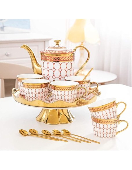 Tea Set Rotating Bone China Coffee Cup British Gold Side Coffee Set Tea Flower Bone China Ceramic Coffee Cup Ceramic Tea Sets