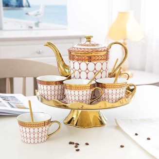 Tea Set Rotating Bone China Coffee Cup British Gold Side Coffee Set Tea Flower Bone China Ceramic Coffee Cup Ceramic Tea Sets