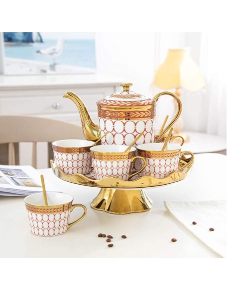 Tea Set Rotating Bone China Coffee Cup British Gold Side Coffee Set Tea Flower Bone China Ceramic Coffee Cup Ceramic Tea Sets