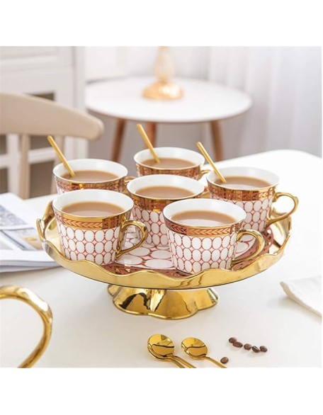 Tea Set Rotating Bone China Coffee Cup British Gold Side Coffee Set Tea Flower Bone China Ceramic Coffee Cup Ceramic Tea Sets