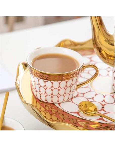 Tea Set Rotating Bone China Coffee Cup British Gold Side Coffee Set Tea Flower Bone China Ceramic Coffee Cup Ceramic Tea Sets
