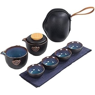 Tea Set, Travel Ceramic Portable Tea Set, Tea Cups Set, with Portable Tea Bag, Chinese Ceramic Tea Set