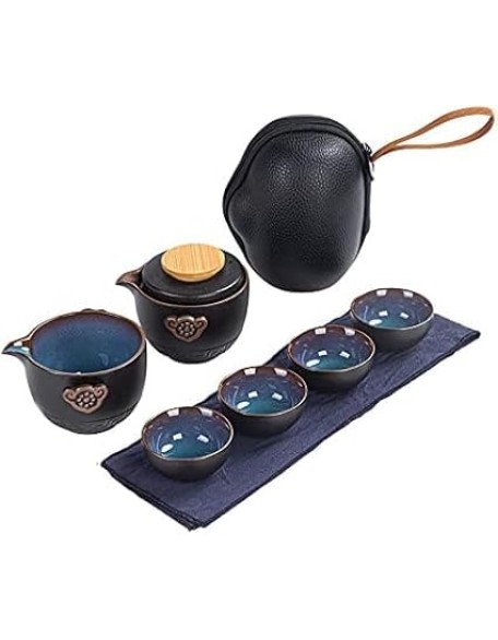 Tea Set, Travel Ceramic Portable Tea Set, Tea Cups Set, with Portable Tea Bag, Chinese Ceramic Tea Set