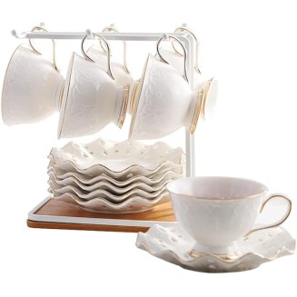 Ceramic Coffee Cup Afternoon Tea Set Set English Afternoon Tea Cup Set 6 Pieces Chinese Kung Fu Tea Set (Color : Brass) (Brass)