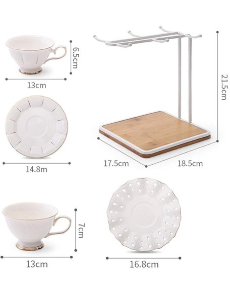 Ceramic Coffee Cup Afternoon Tea Set Set English Afternoon Tea Cup Set 6 Pieces Chinese Kung Fu Tea Set (Color : Brass) (Brass)