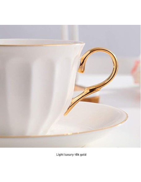 Ceramic Coffee Cup Afternoon Tea Set Set English Afternoon Tea Cup Set 6 Pieces Chinese Kung Fu Tea Set (Color : Brass) (Brass)
