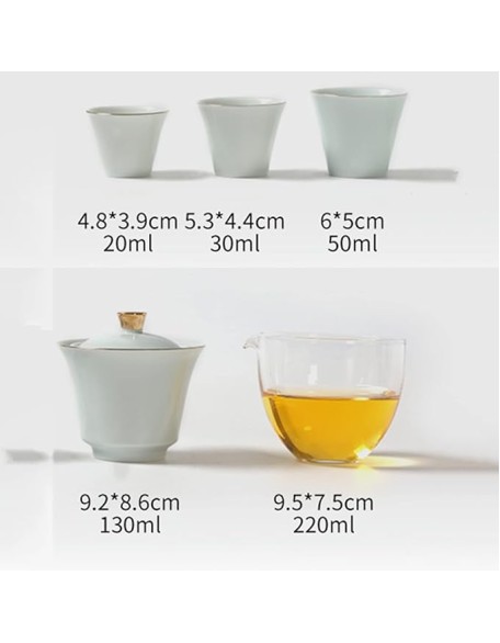 Ceramic Kungfu Tea Set, Chinese Style Handmade and Teacups, with Portable Travel Bag, Traditional Gongfu Tea Pot Kit for Chinese Tea Lovers, for Office and Home (B) (B)