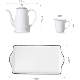 Tea Set Coffee Cup Set Tea Cup Set Ceramic Tea Cup Set with Tea Tray Creative Ceramic Coffee Cup Set Simple Nordic (White 6 Pieces)