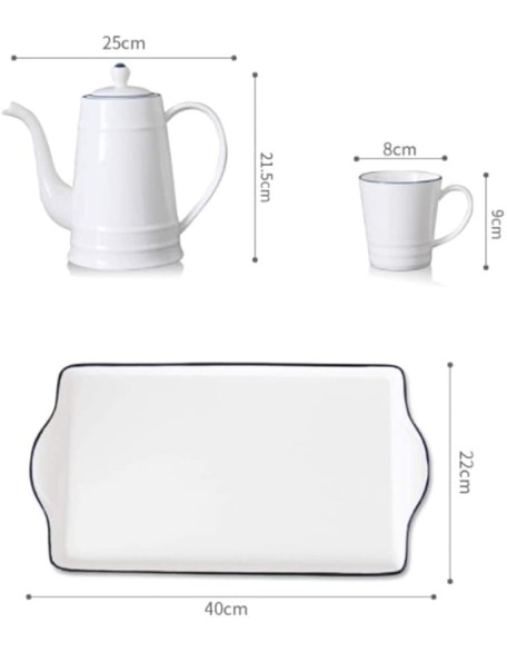 Tea Set Coffee Cup Set Tea Cup Set Ceramic Tea Cup Set with Tea Tray Creative Ceramic Coffee Cup Set Simple Nordic (White 6 Pieces)