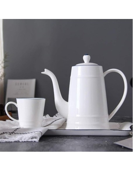 Tea Set Coffee Cup Set Tea Cup Set Ceramic Tea Cup Set with Tea Tray Creative Ceramic Coffee Cup Set Simple Nordic (White 6 Pieces)