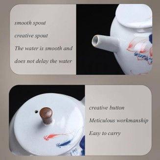 Tea Set, Tea Set for Adults Japanese Tea Set Household Light Luxury Kung Fu Tea Set, Chinese Ceramic Teapot and Teacup Set (E)