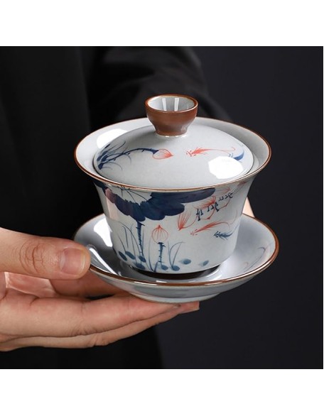 Tea Set, Tea Set for Adults Japanese Tea Set Household Light Luxury Kung Fu Tea Set, Chinese Ceramic Teapot and Teacup Set (E)