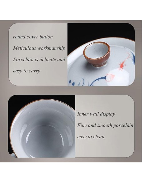 Tea Set, Tea Set for Adults Japanese Tea Set Household Light Luxury Kung Fu Tea Set, Chinese Ceramic Teapot and Teacup Set (E)