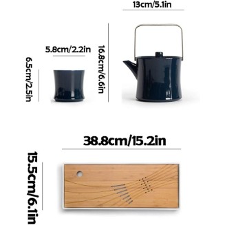 Tea Set, Tea Sets Ceramic Tea Sets Including Tea Pot Tea Cups Detachable Tea Tray Traditional Tea Kettle with Removable Stainless Steel Strainer Coffee Set