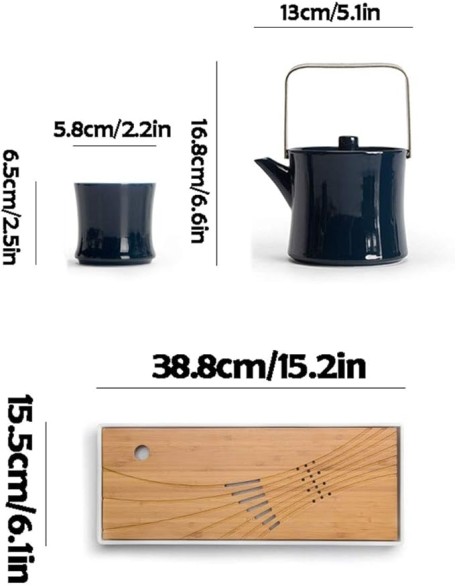 Tea Set, Tea Sets Ceramic Tea Sets Including Tea Pot Tea Cups Detachable Tea Tray Traditional Tea Kettle with Removable Stainless Steel Strainer Coffee Set