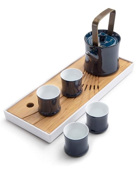 Tea Set, Tea Sets Ceramic Tea Sets Including Tea Pot Tea Cups Detachable Tea Tray Traditional Tea Kettle with Removable Stainless Steel Strainer Coffee Set