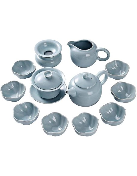 Tea Set, Tea Set Office Home Set Ru Porcelain Teacup Ceramic Kung Fu Teapot Teacup