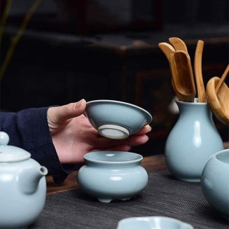 Tea Set, Tea Set Office Home Set Ru Porcelain Teacup Ceramic Kung Fu Teapot Teacup