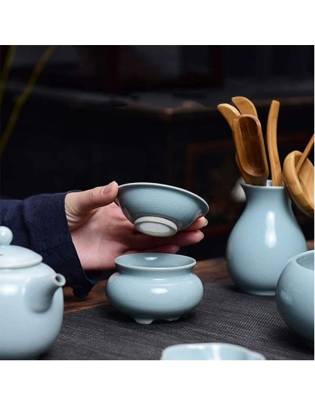 Tea Set, Tea Set Office Home Set Ru Porcelain Teacup Ceramic Kung Fu Teapot Teacup