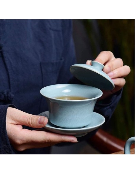 Tea Set, Tea Set Office Home Set Ru Porcelain Teacup Ceramic Kung Fu Teapot Teacup