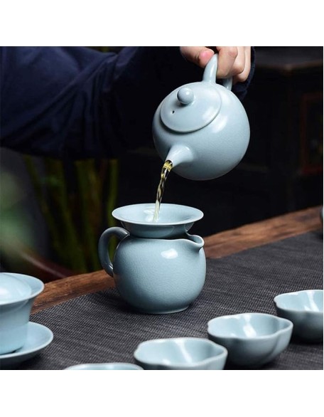 Tea Set, Tea Set Office Home Set Ru Porcelain Teacup Ceramic Kung Fu Teapot Teacup