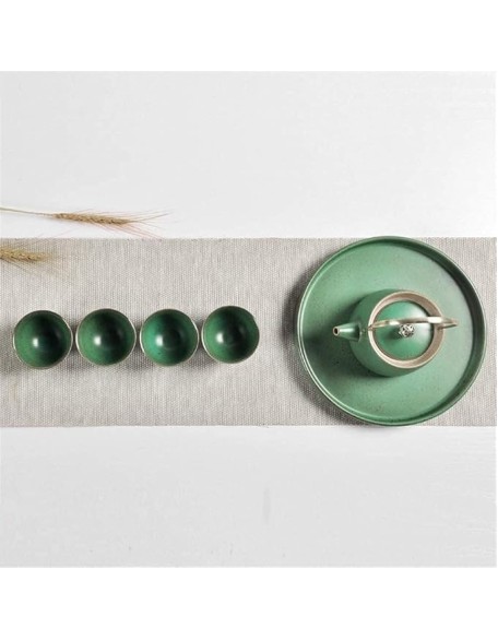 Tea Set Coffee Cup Set Tea Cup Set Japanese Style Ceramic Tea Set Teapot with Tray Handle and Tea Cups Set Service (Green 6pcs)