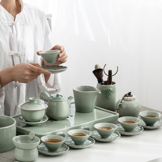 Tea Set, Tea Set for Adults Afternoon Tea Set Household Kung Fu Tea Set, Japanese Ceramic Tea Cup Set (C)
