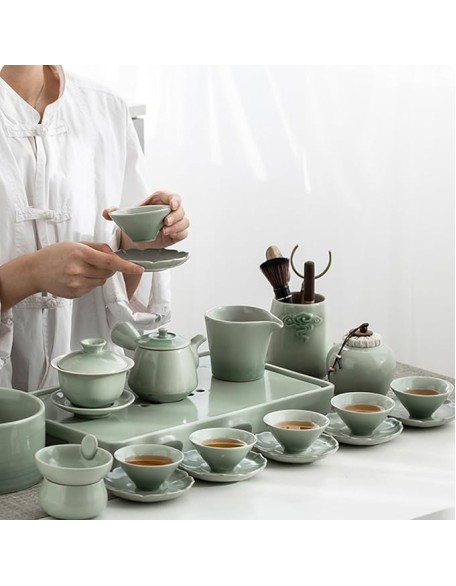 Tea Set, Tea Set for Adults Afternoon Tea Set Household Kung Fu Tea Set, Japanese Ceramic Tea Cup Set (C)