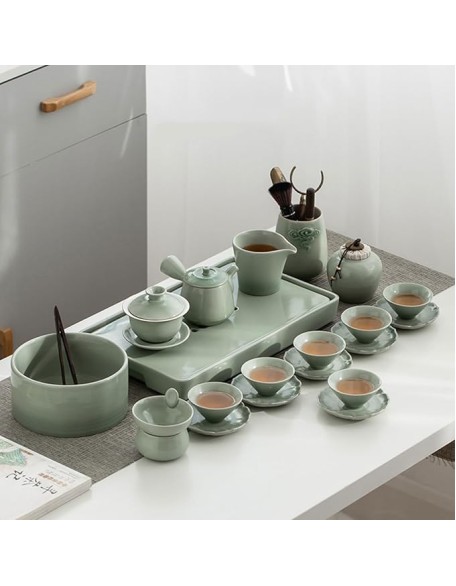 Tea Set, Tea Set for Adults Afternoon Tea Set Household Kung Fu Tea Set, Japanese Ceramic Tea Cup Set (C)