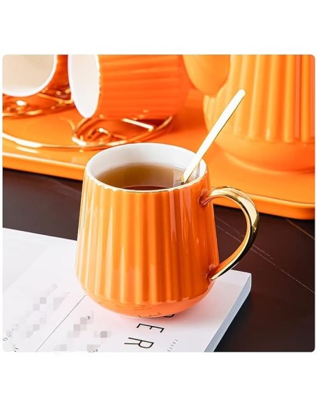 Tea Set Coffee Cup Set Tea Cup Set 9 Piece Coffee Set Tea with Cup Holder and Tray Tea Set Afternoon Tea Piece Ceramic Tea Set Tea Coffee Tea (Pink 9pcs)