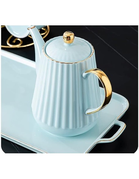 Tea Set Coffee Cup Set Tea Cup Set 9 Piece Coffee Set Tea with Cup Holder and Tray Tea Set Afternoon Tea Piece Ceramic Tea Set Tea Coffee Tea (Pink 9pcs)