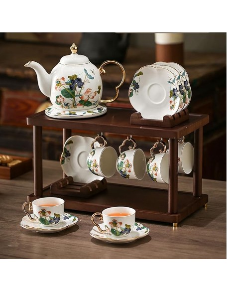 Tea Set, Tea Set Tea Set Tea Cup Set Chinese Afternoon Tea Ceramic Tea Set, Tea Set with Coasters