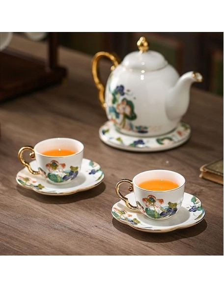 Tea Set, Tea Set Tea Set Tea Cup Set Chinese Afternoon Tea Ceramic Tea Set, Tea Set with Coasters