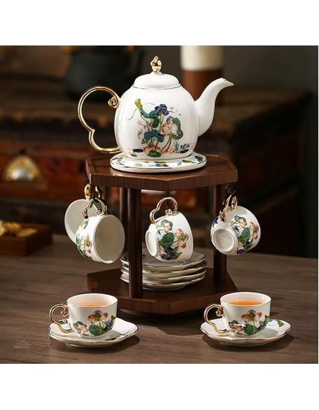 Tea Set, Tea Set Tea Set Tea Cup Set Chinese Afternoon Tea Ceramic Tea Set, Tea Set with Coasters