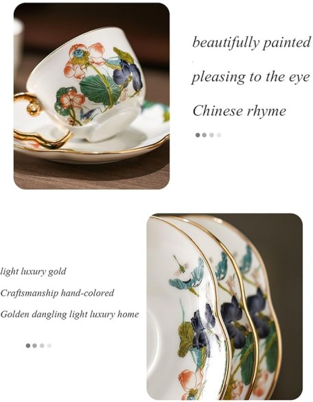 Tea Set, Tea Set Tea Set Tea Cup Set Chinese Afternoon Tea Ceramic Tea Set, Tea Set with Coasters