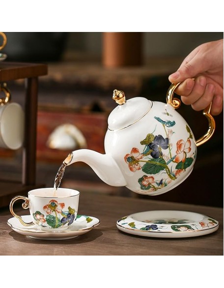 Tea Set, Tea Set Tea Set Tea Cup Set Chinese Afternoon Tea Ceramic Tea Set, Tea Set with Coasters