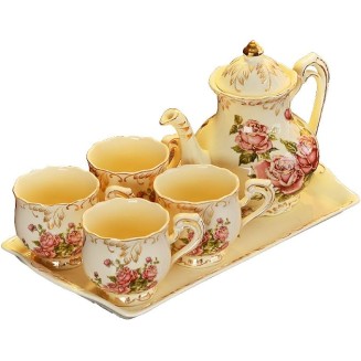Ceramic Tea Sets for Adults Porcelain Tea Cup Set Coffee Cup and Saucer Sets Afternoon Tea Set Service Old Country Roses Wedding Tea Service