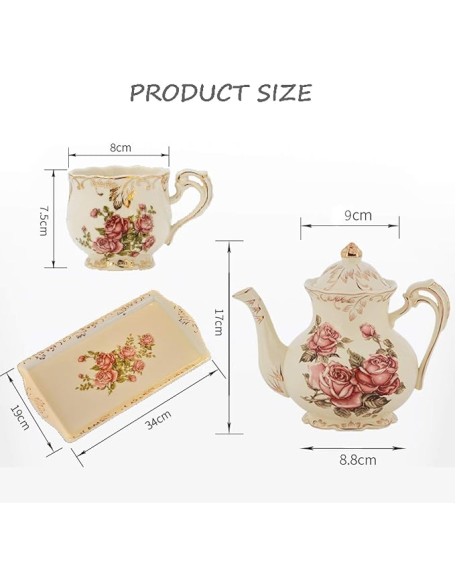 Ceramic Tea Sets for Adults Porcelain Tea Cup Set Coffee Cup and Saucer Sets Afternoon Tea Set Service Old Country Roses Wedding Tea Service