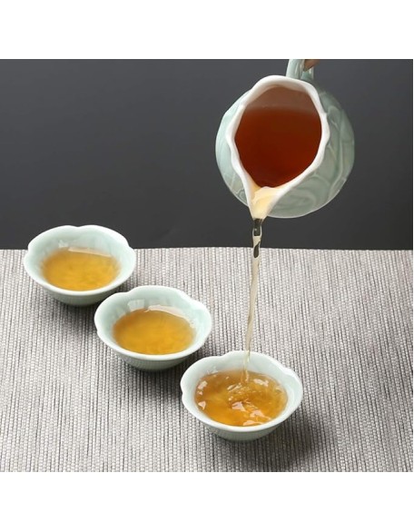 Tea Set, Green Glazed Porcelain Tea Set 10 Small Lotus Mouth Ceramic Tea Cup Tea Set,Tea Set