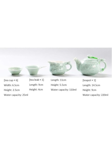 Tea Set, Green Glazed Porcelain Tea Set 10 Small Lotus Mouth Ceramic Tea Cup Tea Set,Tea Set