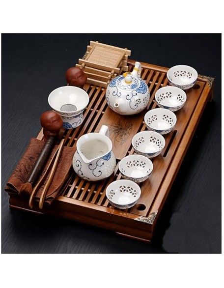 Tea Set, Chinese Tea Set teapot Set gongfu Tea Set Tea Pot Set Buddha Statue Kungfu Tea Set,Japanese Gongfu Tea Set-Ceramic Teapot and Teacup and Saucer (J)
