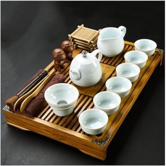 Tea Set, Chinese Tea Set teapot Set gongfu Tea Set Tea Pot Set Buddha Statue Kungfu Tea Set,Japanese Gongfu Tea Set-Ceramic Teapot and Teacup and Saucer (J)