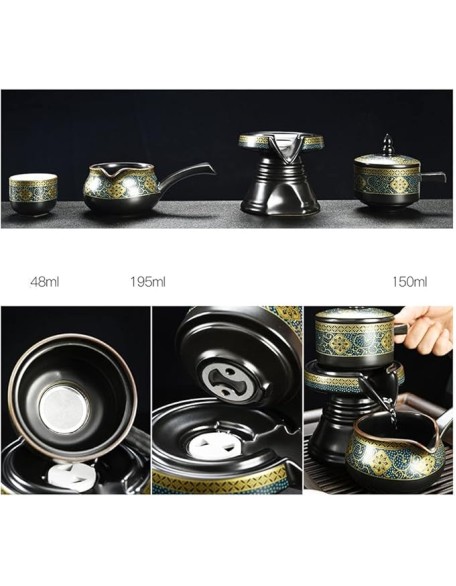 Tea Set, Chinese Tea Set teapot Set gongfu Tea Set Tea Pot Set Buddha Statue Kungfu Tea Set,Japanese Gongfu Tea Set-Ceramic Teapot and Teacup and Saucer (J)
