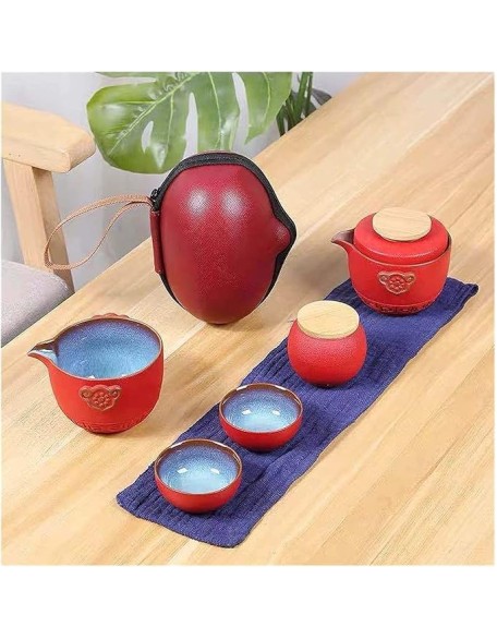 Tea Set, Tea Set Teapot Teacups Chinese Tea Travel Tea Set Kung Fu Teaset Ceramic Portable Teapot Porcelain Teaset Gaiwan Tea Cups of Tea Ceremony Teapot Set (Style A)