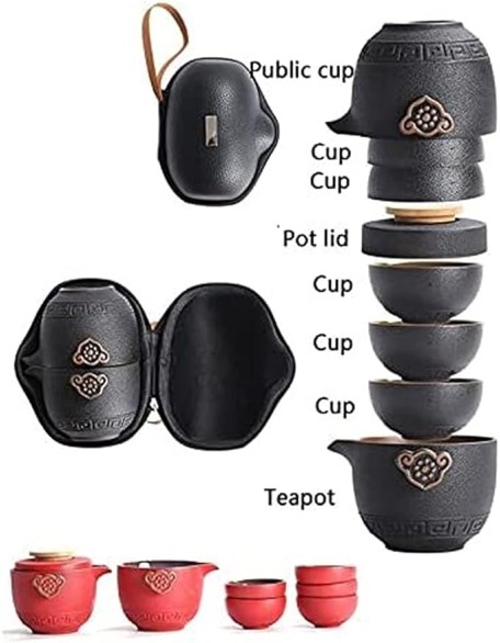 Tea Set, Tea Set Teapot Teacups Chinese Tea Travel Tea Set Kung Fu Teaset Ceramic Portable Teapot Porcelain Teaset Gaiwan Tea Cups of Tea Ceremony Teapot Set (Style A)
