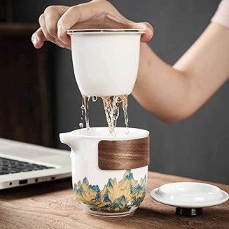 Tea Set Ceramic Tea Set Travel Tea Set Portable Chinese Tea Set Teapot 3 Teacups Tea Canister for Outdoor Picnic Camping Business Hotel