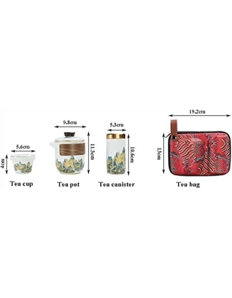 Tea Set Ceramic Tea Set Travel Tea Set Portable Chinese Tea Set Teapot 3 Teacups Tea Canister for Outdoor Picnic Camping Business Hotel