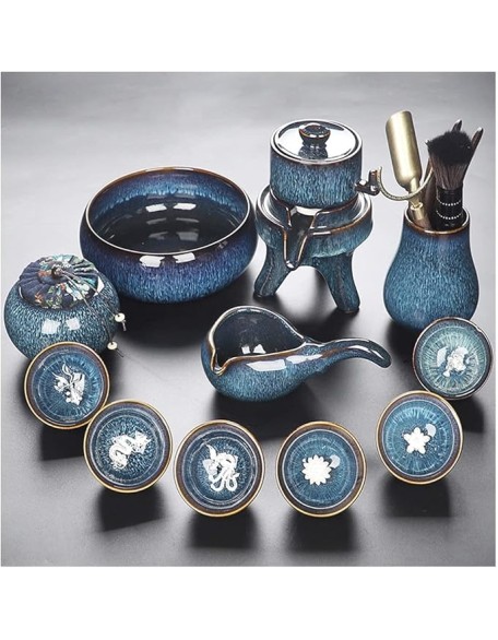 Tea Set Tea Sets Tea Set Ceramic Semi Automatic Tea Set Teapot Tea Cup Chinese Retro Semi Automatic Tea Set Party Home 6 Cups Coffee Set