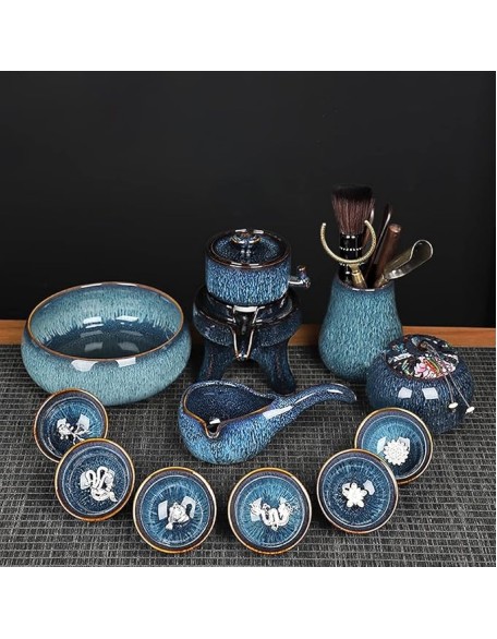 Tea Set Tea Sets Tea Set Ceramic Semi Automatic Tea Set Teapot Tea Cup Chinese Retro Semi Automatic Tea Set Party Home 6 Cups Coffee Set