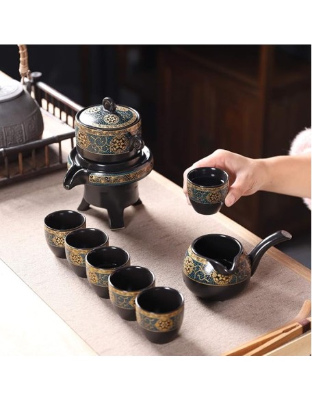 Chinese Ceramic Porcelain Tea Service Traditional Kung Fu Tea Set Porcelain Tea Pot with 6 Tea Cups